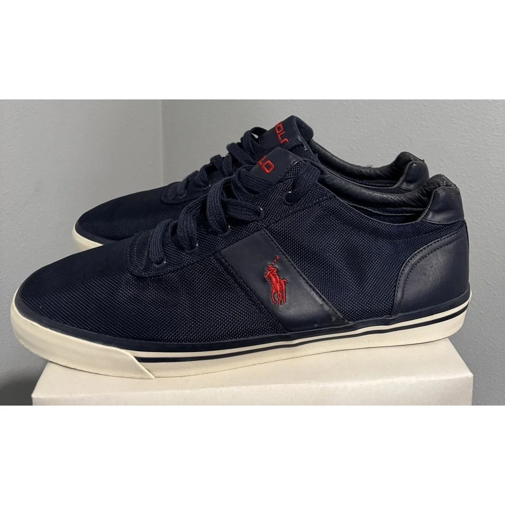 Ralph Lauren Polo HANFORD Canvas Sneakers Mens 16D Navy Blue Nylon Upper
